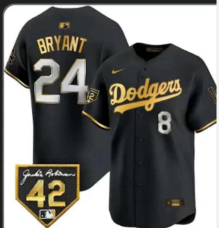 Men 2025 Los Angeles Dodgers 24 Bryant Black gold Nike MLB Jersey style 7072
